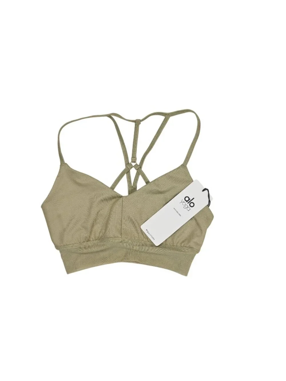 ALO Yoga Lush Bra W9074R in Olive Glossy/Olive